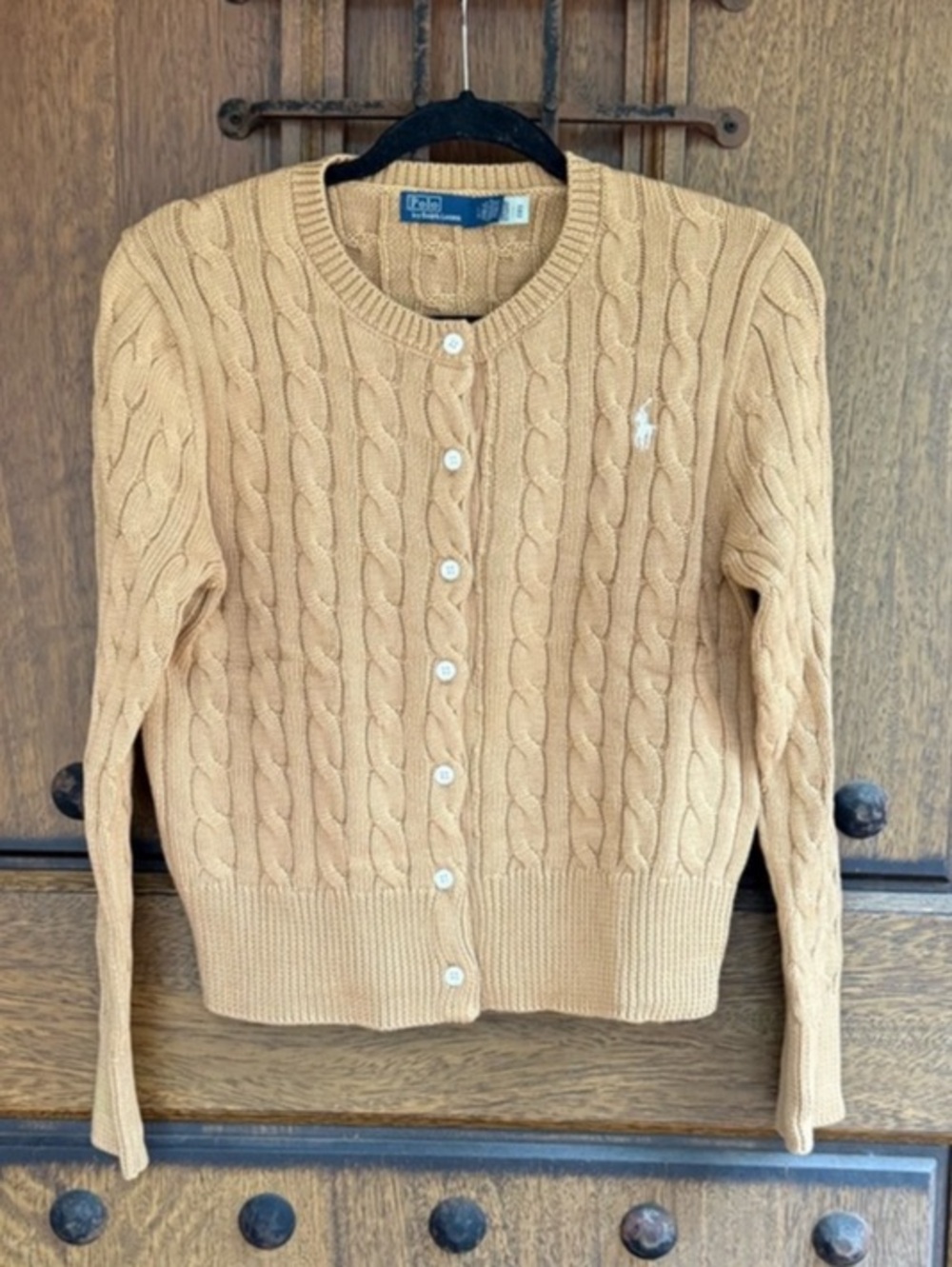 Polo by Ralph Lauren Camel Cable Knit Cardigan Size L